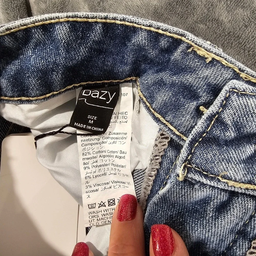 Dazy Wide Leg Jeans Women's Distressed Raw Hem High Waist - Picture 6 of 6